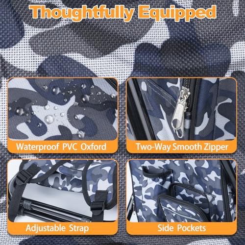 Kikerike Backpack Stool Cooler Chair Heavy Duty 300 LBS Max Load Portable Lightweight Stool Backpack Folding Fishing Cooler Seat for Camping Hunting Fishing - Arctic Camo - color: Arctic Camo
