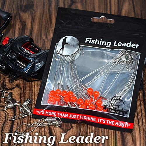 YOTO Fishing Leaders,Stainless Steel Tackle Rig with Tackle Lure Swivels Snaps, Saltwater rig Wire Leader Fishing Leader Wire Bottom rigs for Saltwater - color: White Fishing Leaders, style: 1arm-12pcs
