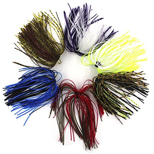 Silicone Jig Skirts DIY Rubber Fishing Jig Lures 12 Bundles 50 Strands Fishing Bait Accessories Spinnerbaits Buzzbaits Spoon Blade Squid Skirt Replacement Part, Fly Tying Material Color Random - size: 12 Bundles