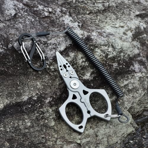 4 inch Fishing Pliers Saltwater, Stainless Steel Fishing Pliers with Split Ring, Fish Hook Remover, Tungsten Carbide Cutters, Fishing Gift for Men