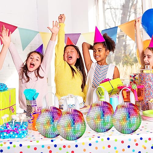 Shihanee 24 Pcs Disco Goodie Bags Disco Ball Non Woven Gift Bags with Handles Mirror Ball Retro Candy Treat Bag for 70s 80s 90s Bachelorette Birthday Dance Music Party Favor Supplies - style: Disco