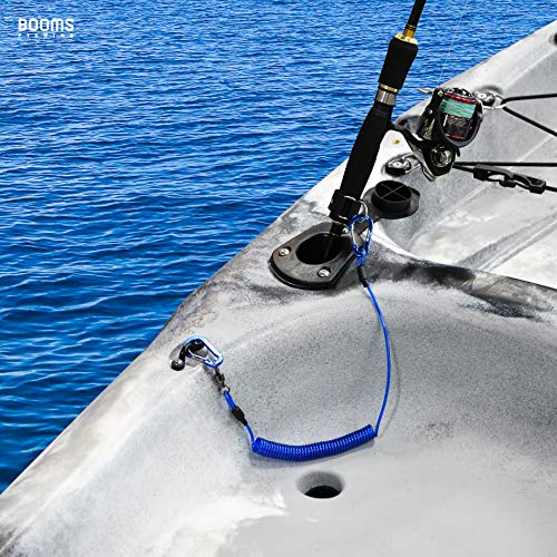 Booms Fishing T02 Fishing Pole Tether, Kayak Paddle Leash, Paddle Board Fishing Accessories, Heavy Duty Fishing Lanyard for Fishing Tools/Rods/Paddles - color: Blue with 5.9" RB1 Belt, 2pcs