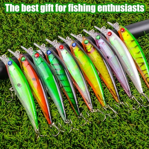 Hard Fishing Lures Bait Minnow Lures Bass CrankBait Jerkbait Set Life-Like Swimbait Deep Diving Sinking Lures with Treble Hook for Bass Trout Walleye Redfish - style: Type B-10pcs