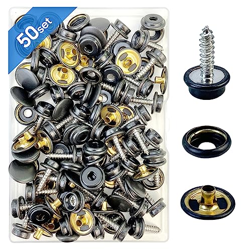 Canvas Snap Kit, Stainless Steel Snaps Marine Grade Snaps for Boat Cover - Snap Kit for Boat Cover 3/8" Socket Metal Snaps Fasteners for Clothing Leather Fabric Canvas150 PCS (Black) - style: Black1