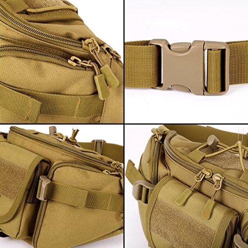 ArcEnCiel Tactical Fanny Pack for Men Women Waist Bag Hip Belt Outdoor Hiking Fishing Bumbag with Patch (Coyote Brown) - color: Coyote Brown