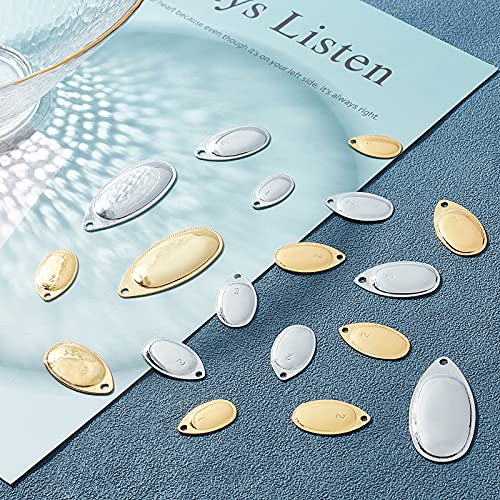 SUPERFINDINGS Fishing Attractor Spinner Blades Carbon Steel DIY Spinner Blades Fishing Lures Accessories for Lure Making (10 Styles, 60pcs-2Color) - color: Golden+Silver