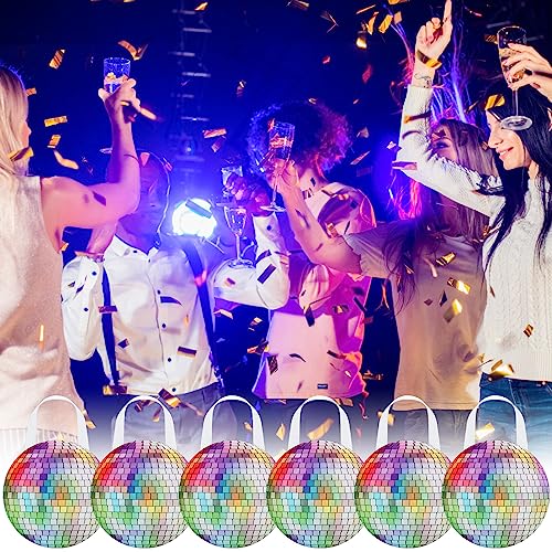 Shihanee 24 Pcs Disco Goodie Bags Disco Ball Non Woven Gift Bags with Handles Mirror Ball Retro Candy Treat Bag for 70s 80s 90s Bachelorette Birthday Dance Music Party Favor Supplies - style: Disco