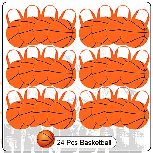 Shihanee 24 Pcs Basketball Gift Bags Basketball Treat Bags with Handle Sports Theme Party Goodie Candy Non Woven Bag for Sport Game Theme Party Favor - style: Basketball