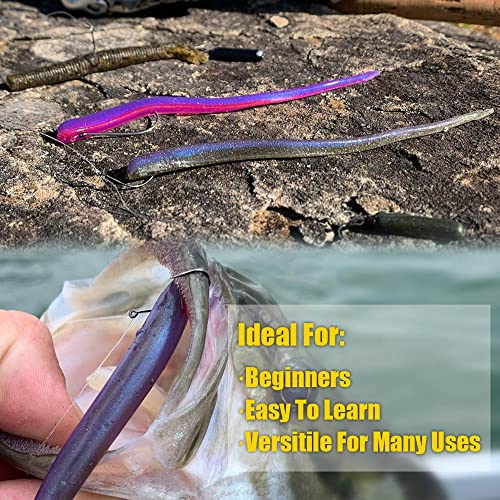 Drop Shot Rigs for Bass Fishing Ready Rig with Hooks and Sinker Weights - color: Hook Size 1/0-Weight 3/8 oz-Qty 5