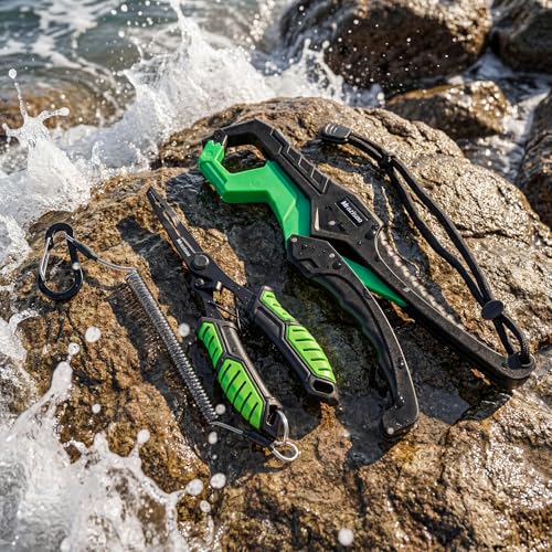 Fishing Tools Kit-Stainless Steel Fishing Pliers, Fish Lip Gripper, Multi-Functional Jaw Anti-Corrosion, Fishmen Must Have Fishing Gear - color: Green