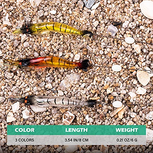 Goture Soft Shrimp Lures Fishing Saltwater Luminous Shrimp Bait Set Fishing Lures with Sharp Hooks for Freshwater Saltwater Trout Bass Salmon Crappie Walleye Pike Perch - color: B:21pcs Shrimp Lures-3.54in/0.21oz