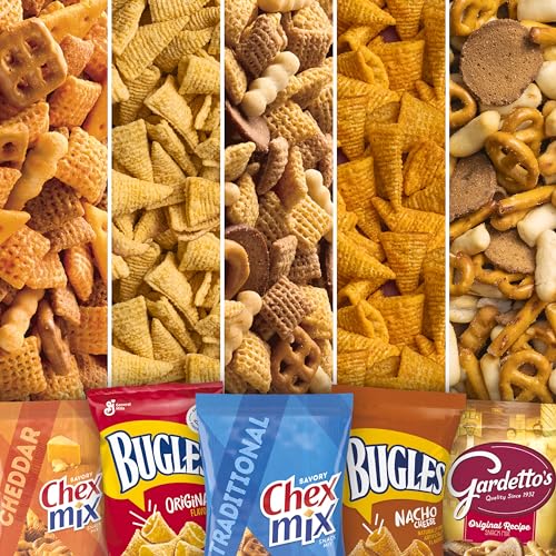 Classic Mix Snack Variety Pack, Bugles Original and Nacho Cheese, Gardetto's Original Recipe, Chex Mix Traditional and Cheddar, 20 Ct, 28 oz, (Pack of 2) - size: 28 Ounce (Pack of 2)