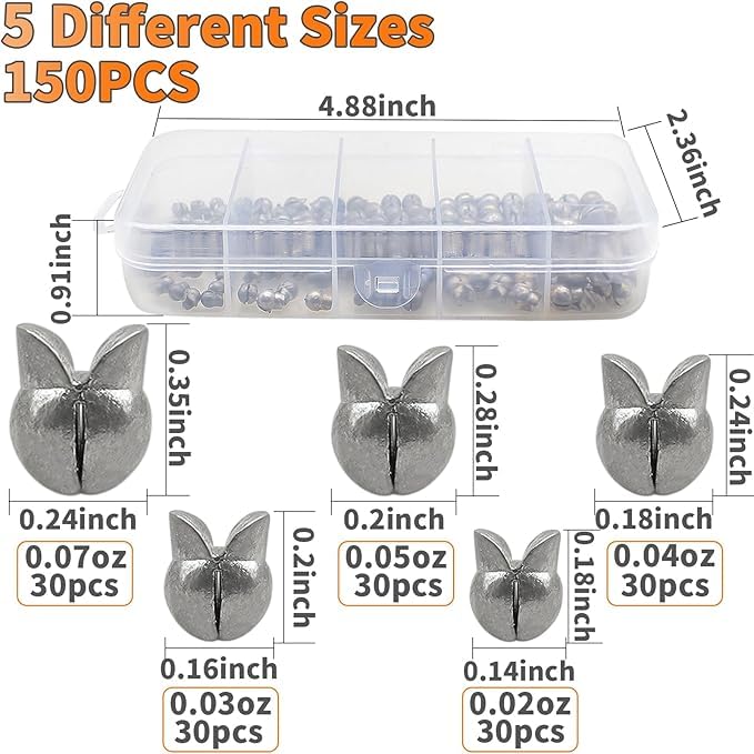 250/150pcs Split Shot Fishing Sinkers, Fishing Weights Sinkers Open Mouth Design Weights Clip Freshwater Saltwater Fishing Accessories - style: 150pcs Duckbill