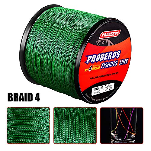 Braided Fishing Line 4 Strands Stronger Multifilament PE Braid Wire for Saltwater 6LB-100LB 110yards 328yards 547yards Super Strong Superline - color: Green, size: 328Yds/25LB