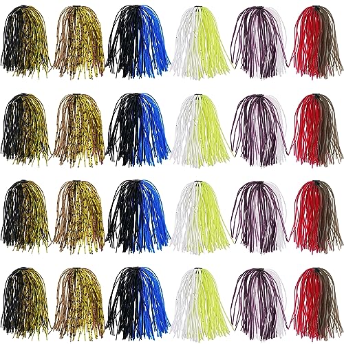 Spinner Bait Skirt Silicone Jig Skirts Replacement DIY Fishing Lures,Fishing Lure Making Supplies Spinnerbaits Fishing Skirts Squid Jig Lures Skirts Casting Jigs Football 50 Strands - color: 24 Bundles
