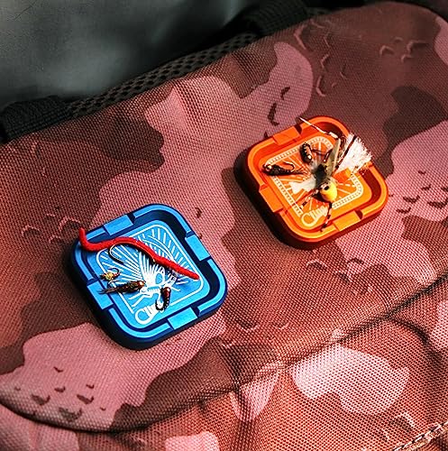 Cling Fishing Products Mag Grab® Mini – Compact Magnetic Fly Holder/Fly Patch & Organizer for Fly Fishing Vest, hat, Waders and Fishing Packs (Rising Dun, Orange) - color: Orange, style: Rising Dun