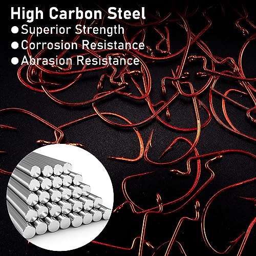 Dr.Fish EWG Hooks Bass Fishing Worm Hooks Extra Wide Gap Freshwater Fishing Carolina/Texas Rig - color: Red, size: #5/0-100Pack