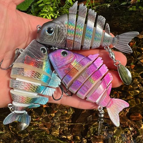 Crankbait Fishing Lure Pike Muskie Lures Lifelike Multi Jointed Swimbait Segement Hard Minnow Bait Treble Hook - color: HS078ABC-3pcs/set