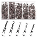 SILANON Fishing Barrel Swivel with Safety Snap,145/160pcs High Strength Fishing Snap Swivels Stainless Steel Line Connector Saltwater Fishing Tackle Accessories - style: 145pcs Kit (4,6,8,10,12#)