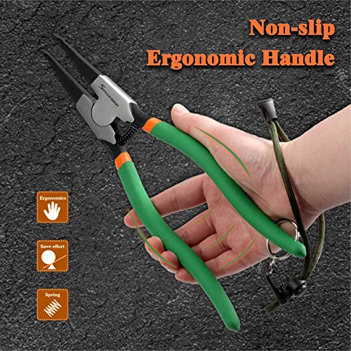 SPEEDWOX Special Angle Tip Lock Ring Pliers 8-Inch Retaining Rings Pliers for Removing Installing Gearshift Locking Rings Spring Loaded Snap Ring Pliers for Removing Installing Locking Rings - style: 8" with hole