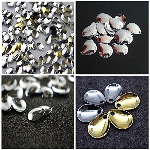 ANER 50pcs Deep Cup Fishing Lures Copper Spinner Blades DIY Fishing Lures Accessories for Hard Lures Worm Spinner Baits Spoons Rigs Making - color: Silver