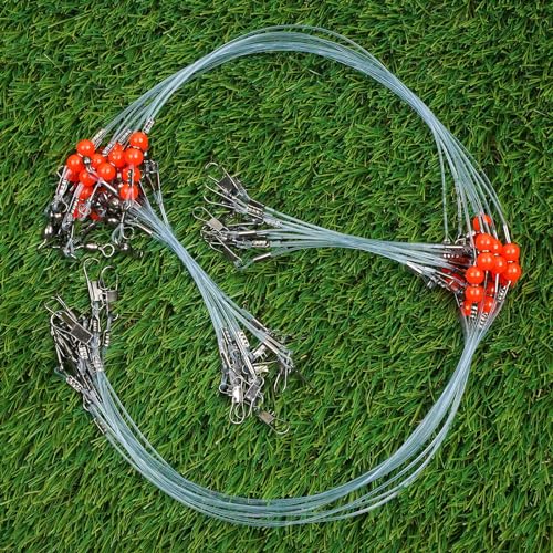 Fishing Leaders Saltwater Tackle Surf Fishing Rigs High Strength Fishing Wire Leader Line Rig with Swivels Snap for Lures Bait Hooks - color: Blue Nylon, style: 2 Arm, 12pcs
