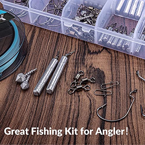 THKFISH Fishing Weights Sinkers Set, 28PCS Fishing Sinker Drop Shot Weights Kit,Drop Shot Rig Wacky Hooks for Saltwater Freshwater Bass Fishing - size: C-103pcs-Weight Kit