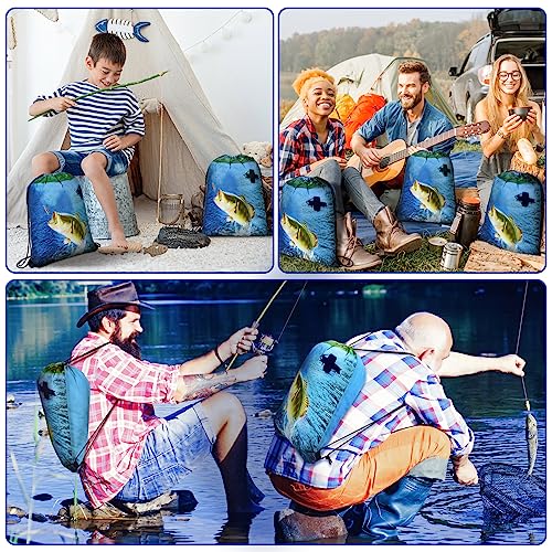 Sanwuta 20 Pcs Fishing Party Favors Fishing Gift Bags Drawstring Bags 17 x 13.4 Inches Fish Party Collection Fish Backpack Fisherman Birthday Decorations for Women Man