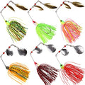 Fishing Lures Spinner Baits 6pcs Skirt Jigs Bass Lures Spinnerbaits Kit | Multicolor Blade Buzzbaits Spinner Bait Lures for Bass Trout Pike Salmon Walleye Freshwater Saltwater Fishing