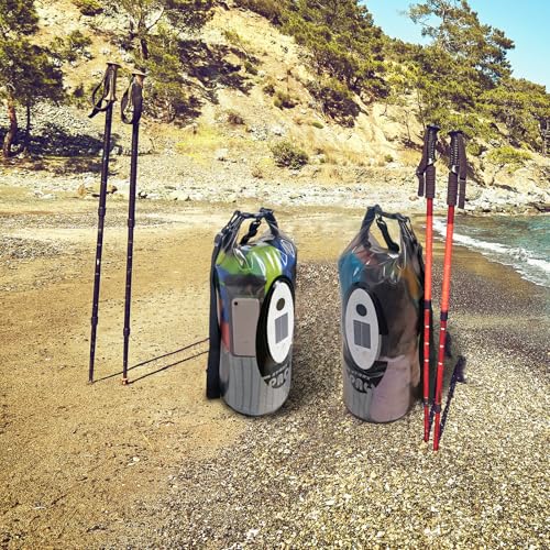 Qoolife Dry Bag Waterproof with Solar Bluetooth Speaker & Light - 10L/20L Roll Top Dry Sack Keeps Gear Dry for Men Women Kayaking, Beach, Rafting, Boating, Hiking, Camping and Fishing - color: Grey with BT Speaker, size: 10L