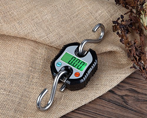 Klau Portable Mini Crane Scale, Black, 150 kg / 300 lb | Heavy Duty, Digital Hanging Scale, LCD Display with Backlight, For Home Farm Hunting Outdoor - color: Black