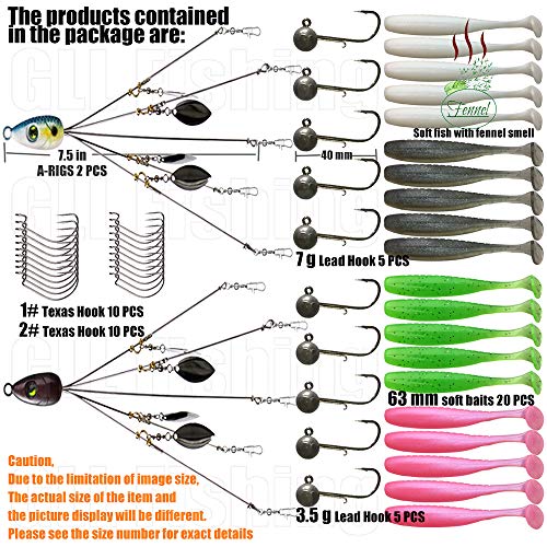 5 Arms Alabama Rig Fishing Lure, Umbrella Rig with Spinner for Striper, A-Rig for Boat Trolling Frashwater/Saltwater, with Soft Swimbait and Hooks for Bass Crappie Walleye Pickerel Trout Perch - color: Powder Green, size: Large