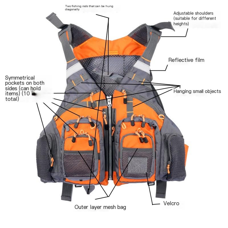 JKSPORTS Fly Fishing Vest - Fishing Safety Life Jacket for Swimming, Sailing, Boating, Kayak - Floating Multifunction Breathable Backpack for Men and Women - Adjustable, Grey/Green/Red/Blue - color: Green, size: with foam
