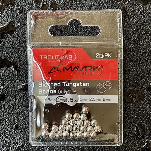 Mavrk Fly Fishing Slotted Tungsten Beads 25pc Refill Pack Euro Nymph Style Flies 5 Essential Colors Gold Silver Copper Black Chartreuse 4 Essential Sizes 4mm 3.5mm 3mm 2.5mm - color: Silver, size: 3.5mm