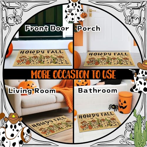 Funny Ghost Doormat Outdoor Howdy Fall Holiday Welcome Door Mat Halloween Entrance Floor Mat Indoor Non Slip Welcome Doormat Front Back Door Inside Outside Washable Entryway Carpet Rug - color: Howdy