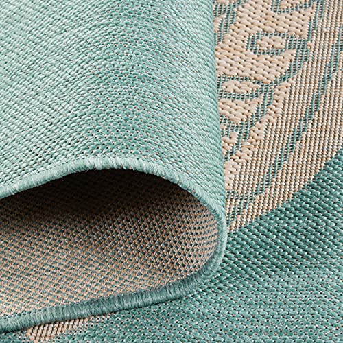 Gertmenian Indoor Outdoor Area Rug, Classic Flatweave, Washable, Stain & UV Resistant Carpet, Deck, Patio, Poolside & Mudroom, 8x10 Ft Large, Exotic Fish, Oasis Green - color: Exotic Fish Oasis Green, size: 7'10" x 10' (Rectangular)