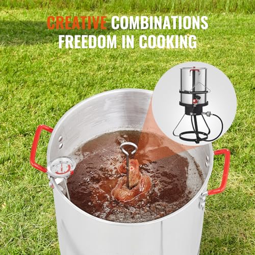 VEVOR Seafood Boiling Kit & Turkey Fryer, 30-qt Boiler Steamer Cooker Set, Outdoor Aluminum Frying Pot, 54,000 BTU Burner Propane Gas Boiler, Gifts for Thanksgiving Day - style: 30-qt