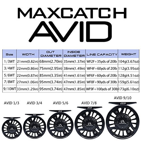 Maxcatch AVID Fly Fishing Reel with CNC-machined Aluminum Body - 1/3, 3/4, 5/6, 7/8, 9/10 Weights(Black, Green, Blue) - color: Fly Reel Matte Black, size: 7/8wt