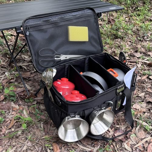 Tactical Camping Storage Bag 18L Tactical Utility Tote Bag Camping Cookware Organizer Trunk Organizer (Black) - color: Black