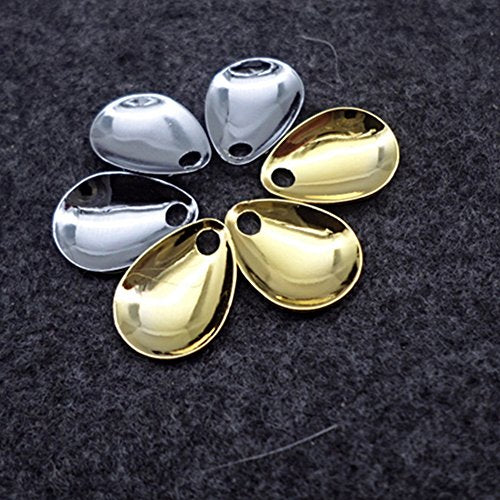 ANER 50pcs Deep Cup Fishing Lures Copper Spinner Blades DIY Fishing Lures Accessories for Hard Lures Worm Spinner Baits Spoons Rigs Making - color: Silver