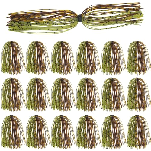 18 Bundles Silicone Jig Skirts 40 Strands Silicone Fishing Unbrella Replacement Skirts Quick Chang for Spinnerbait Bass Jig Lure Making Accessories - style: Yellow&green-18pcs