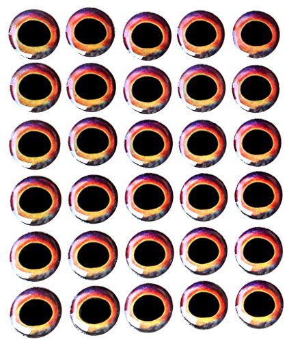 Brule 3-D Holographic Epoxy Fish Eyes (5mm-20mm) 60 Pack, Handpoured, Fishing Fly Tying Lures DIY Crafts - color: Rave, size: 18mm