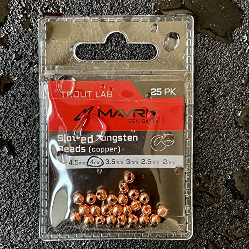 Mavrk Fly Fishing Slotted Tungsten Beads 25pc Refill Pack Euro Nymph Style Flies 5 Essential Colors Gold Silver Copper Black Chartreuse 4 Essential Sizes 4mm 3.5mm 3mm 2.5mm - color: Copper, size: 2.5mm