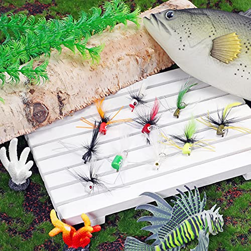 30 Pcs Fly Fishing Poppers Flies Kit, Topwater Bass Popper Lures with Hooks Colorful Freshwater Fly Popper Assortment for Bluegill Panfish Perch Crappie(Size 8 and 10 - color: Various Colors