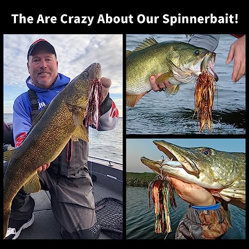 QualyQualy Fishing Spinner Bait 3pcs, Musky Bucktail Spinnerbait with Double Blades for Pike, Bass, and Trout,Multiple Color Fishing Lures for Freshwater Saltwater