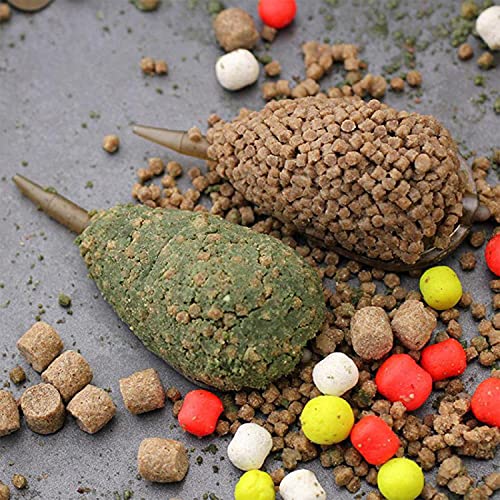 Carp Fishing Method Feeders Set,4pcs Inline Method Feeders with 1pc Quick Release Mould Bait Holder Tool Carp Fishing Tackle Accessories - color: Set(30g,40g,50g,60g)
