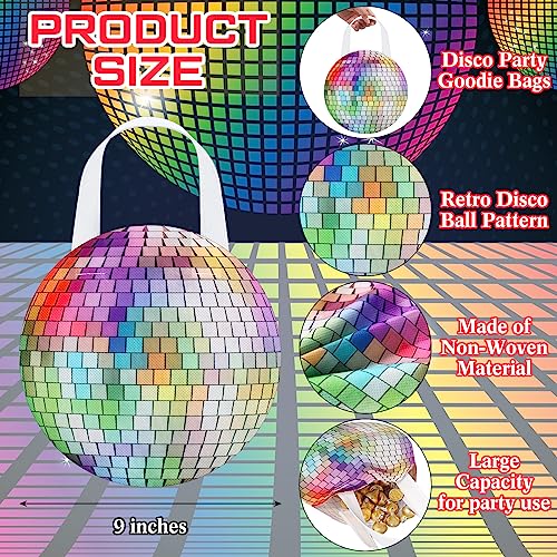Shihanee 24 Pcs Disco Goodie Bags Disco Ball Non Woven Gift Bags with Handles Mirror Ball Retro Candy Treat Bag for 70s 80s 90s Bachelorette Birthday Dance Music Party Favor Supplies - style: Disco