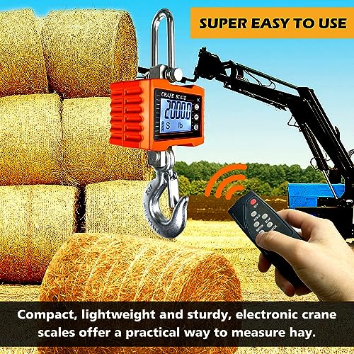 YATOINTO 2200lb Digital Crane Scale High Precision Heavy Duty Industrial Hanging Scale with Remote Control Aluminum Case CE Certified Electronic Weighing Crane Scale, for Garage Farm Hunting (Orange)