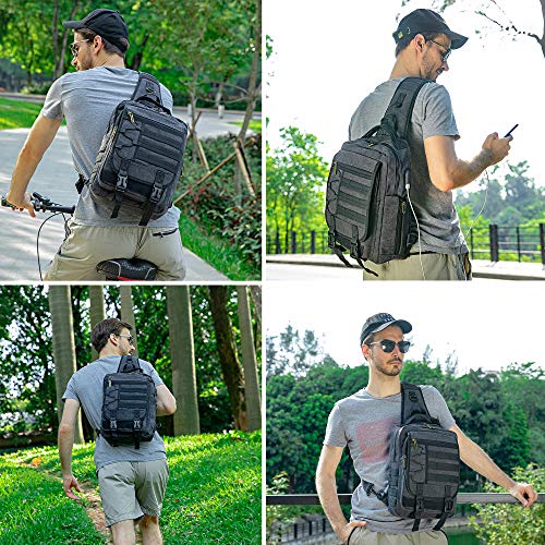 NICGID Tactical Military Backpack Large Daypack Molle Army Assault Pack Bug Out Bag Water Resistant Travel Fishing Hiking Trekking Rucksack - color: Coffee-canvas-808, size: 13.3 inch