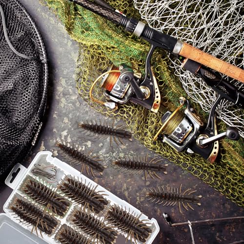 36 Pcs Hellgrammite Fishing Lures 3 Inch Soft Plastic Hellgrammite Fly Realistic Fishing Bait Artificial for Freshwater - color: brown